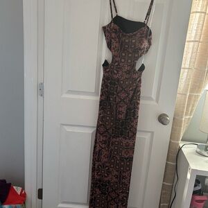 Windsor Brown Patterned Cutout Maxi Dress